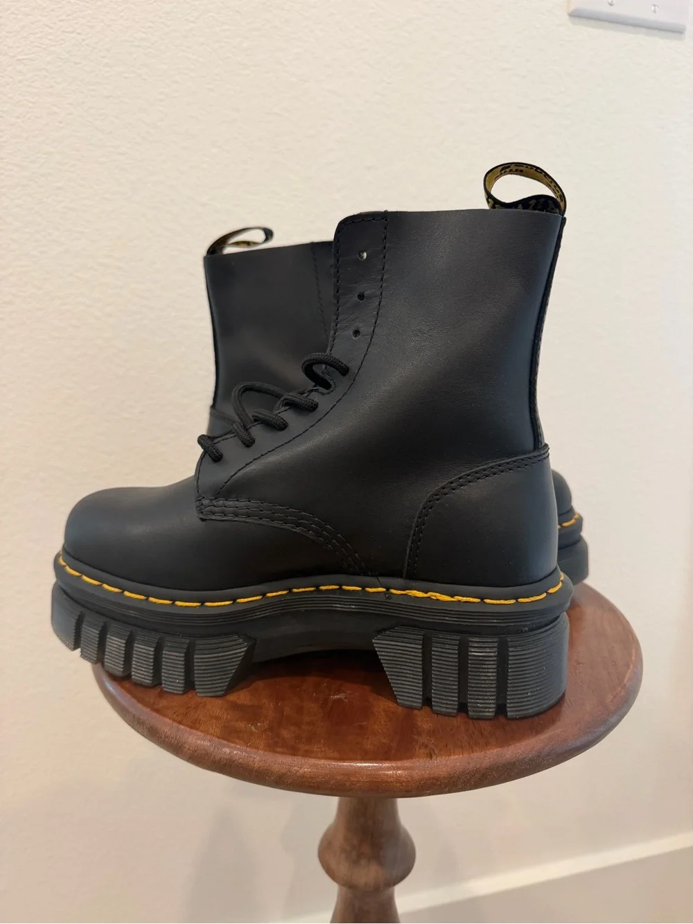 DR. MARTENS AUDRICK NAPPA LEATHER PLATFORM ANKLE BOOTS BLACK WOMENS SIZE 5 NEW